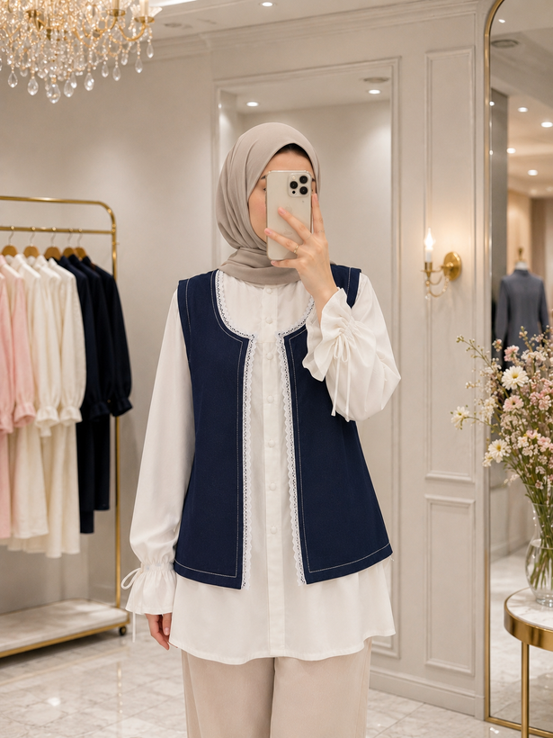 ست جلیقه جین و شومیز نبات🌸